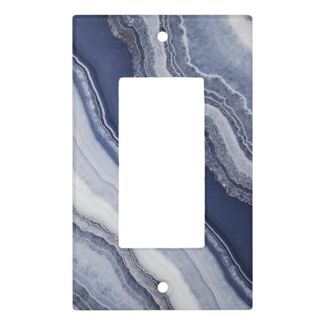 Blue White Agate Marble Light Switch Cover (Front)