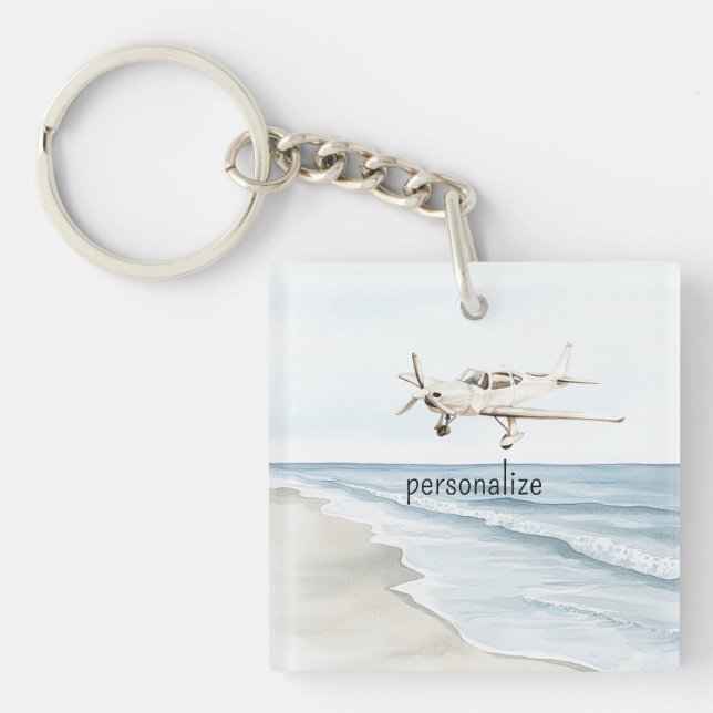 Blue White Airplanes Keychain (Front)