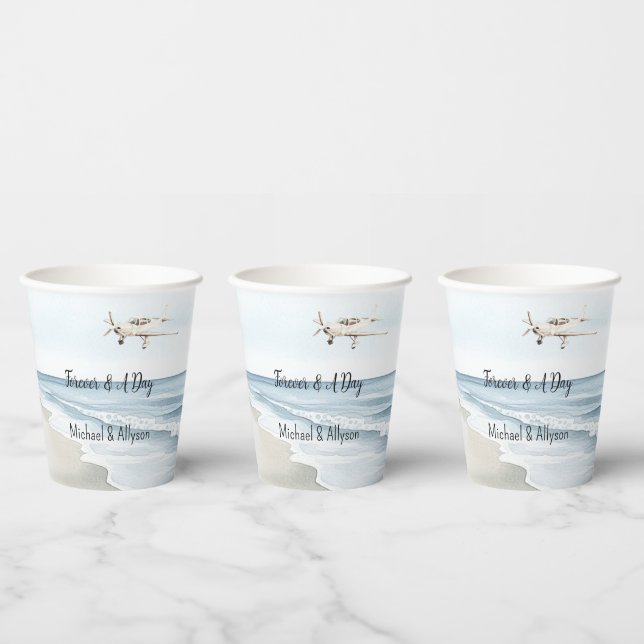 Blue White Airplanes Paper Cups (Multi)