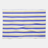 Navy / Beige / White Paper Stripes Kitchen Towel, Zazzle