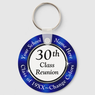 Blue, White and Black Cheap 30 Year Class Reunion Keychain