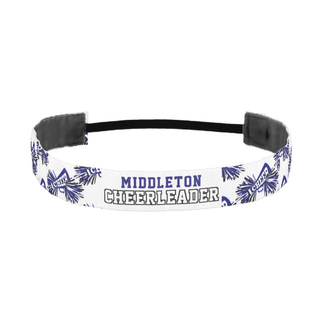 Blue, White and Black Cheerleader Athletic Headband (Front)
