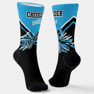 Blue, White and Black Cheerleader Socks