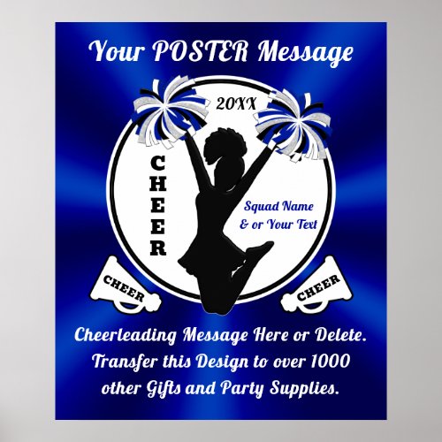 Blue White and Black Custom Cheerleading Posters