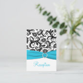 Blue, White, and Black Damask Enclosure Card (Standing Front)