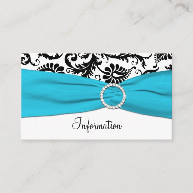 Blue, White, and Black Damask Enclosure Card (Front)