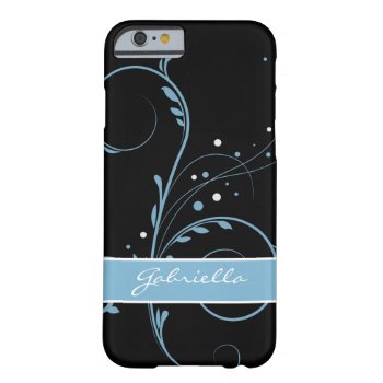Blue White And Black Floral Monogram Iphone 6 Case by Case_by_Case at Zazzle