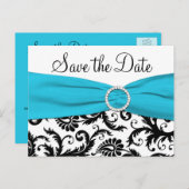 Blue, White, and Black Save the Date Postcard (Front/Back)