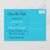 Blue, White, and Black Save the Date Postcard (Back)