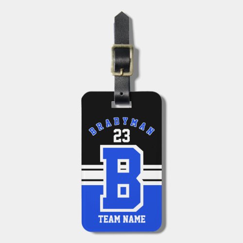 Blue White and Black Sport Design Luggage Tag