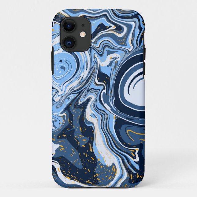 Blue, White and Gold Swirls Fluid Art   Case-Mate iPhone Case (Back)