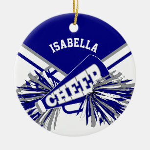 Blue, White and Gray Cheer for a Cheerleader 📣💖 Ceramic Ornament