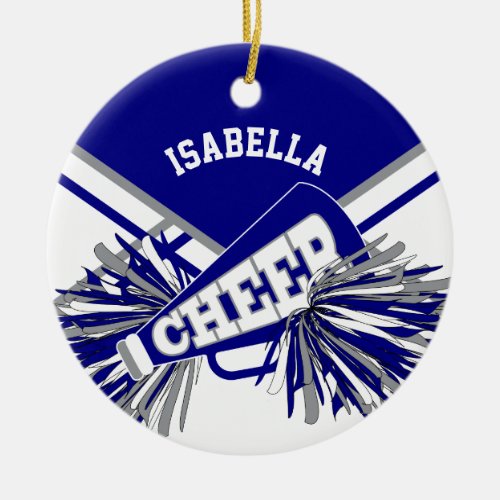 Blue White and Gray Cheer for a Cheerleader  Ceramic Ornament