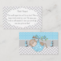 Blue, White and Gray Monkey Book Request Enclosure Card