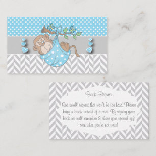 Blue, White and Gray Monkey Book Request Enclosure Card