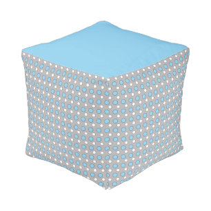Blue white and gray with polka dots pouf