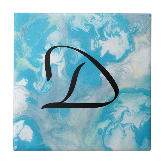 Blue White and Grey Marble Pattern Tile (Front)