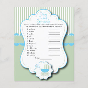 Blue, White and Mint Green Baby Shower - Scramble Flyer