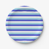 Thick and Thin Blue and White Stripes Paper Plates