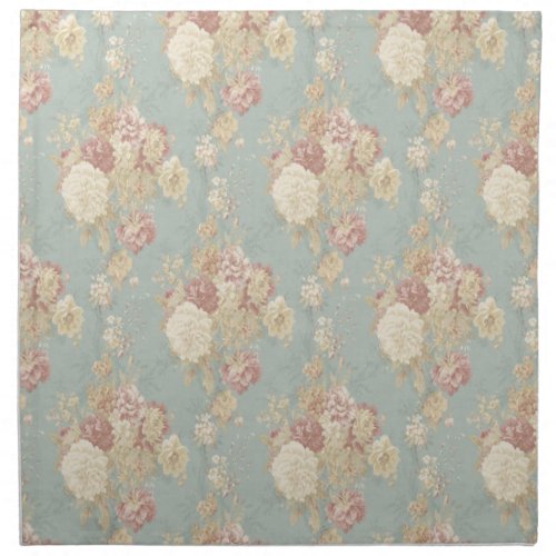 Blue White and Pink Floral Cottage Core  Cloth Napkin