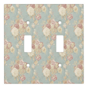 Blue White and Pink Floral Shabby Chic Light Switch Cover