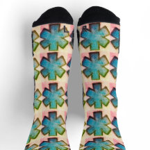 blue white and pink "Star of Life" Ems socks