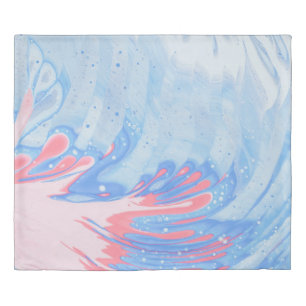 BLUE WHITE AND RED ABSTRACT PAINTING DUVET COVER