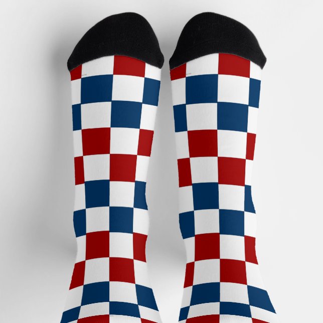 Blue, White and Red Checkered Socks (Top)