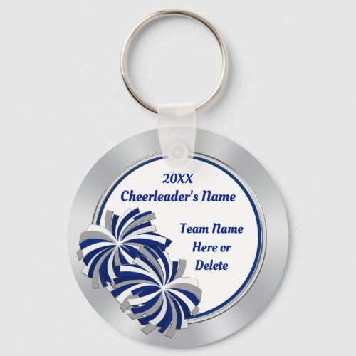 Blue White and Silver Custom Cheerleader Gifts Keychain