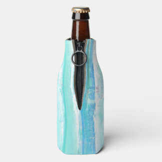 Blue White and Turquoise Abstract Bottle Coolers