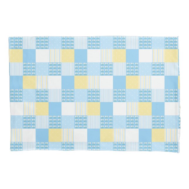 Blue white and yellow daisy quilt   pillow case (Front)