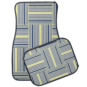 Blue & White and Yellow Vintage Floor Car Mats