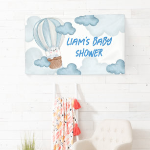 Blue & White Animal Baby Shower Banner Editable