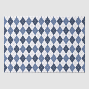 blue white argyle plaid tissue paper