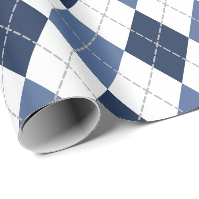 blue white argyle plaid wrapping paper (Roll Corner)