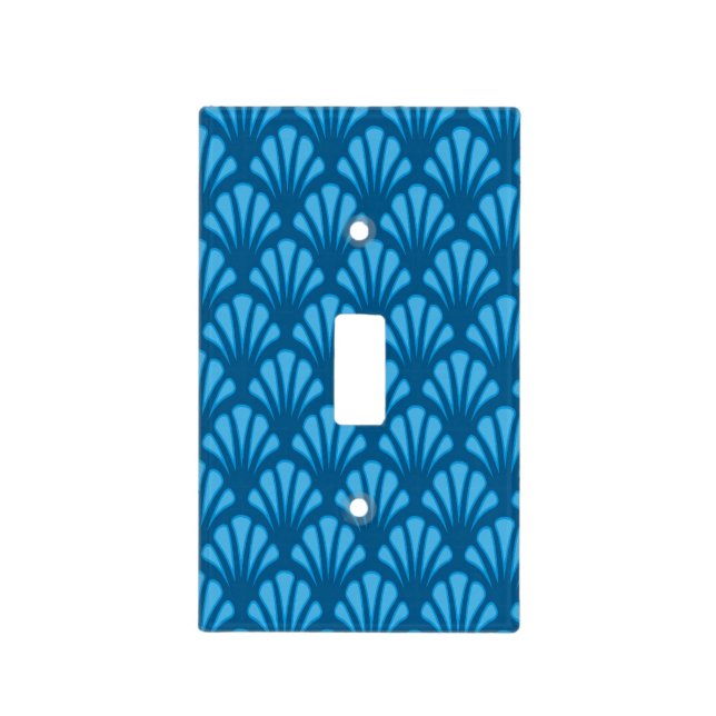 Blue White Art Deco Elegant  Light Switch Cover (Front)