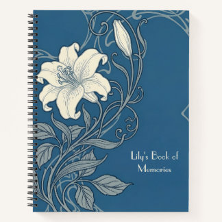 Blue & White Art Nouveau Lily Notebook