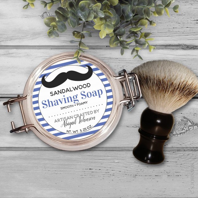 Blue & White Artisan Crafted Shaving Soap Label (Creator Uploaded)