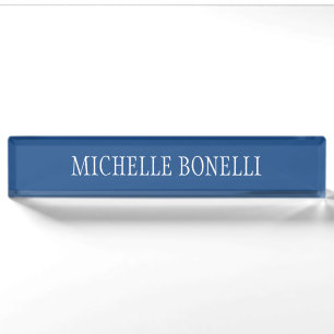Blue White Attractive Charming Business Nameplate
