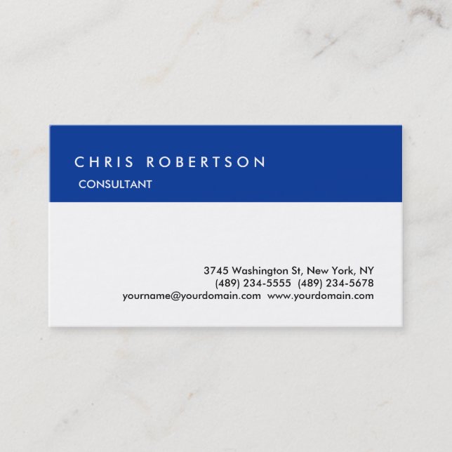Blue White Attractive Charming Cool Business Card (Front)