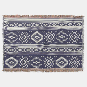 Blue white Aztec pattern throw blanket