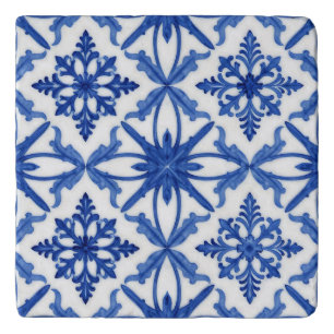 Blue White Azulejo Tile Floral Pattern Trivet