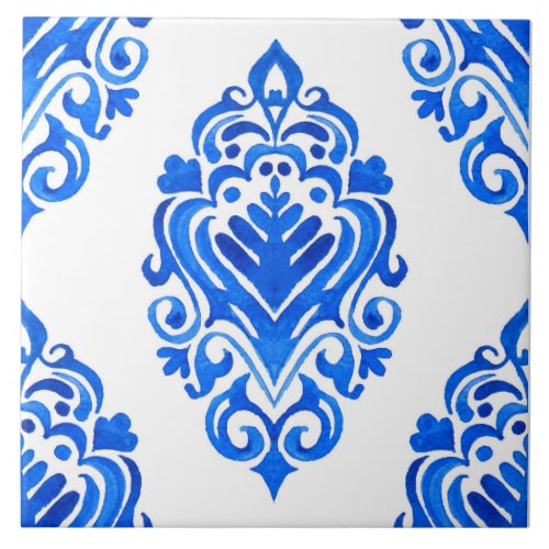 Blue white azulejos Spanish mediterranean tile art
