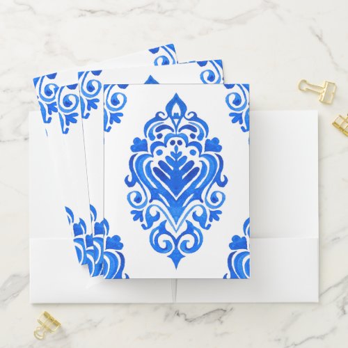 Blue white azulejos Spanish mediterranean tile art Pocket Folder