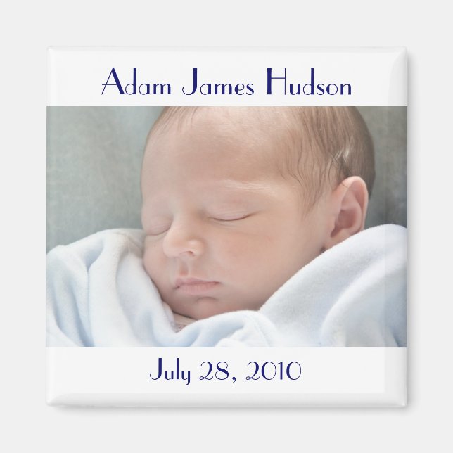 Blue & White Baby Birth Magnets (Front)