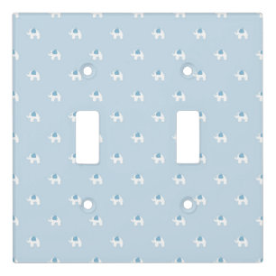 BLUE & WHITE BABY ELEPHANTS LIGHT SWITCH COVER