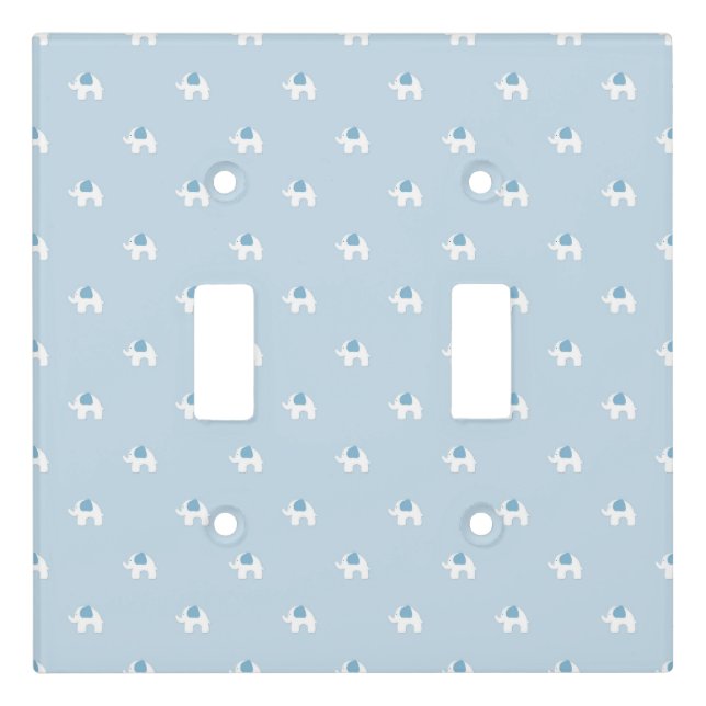 BLUE & WHITE BABY ELEPHANTS LIGHT SWITCH COVER (Front)