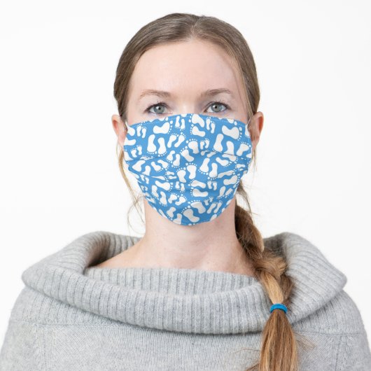 Blue & White Baby Feet Face Mask (Worn)