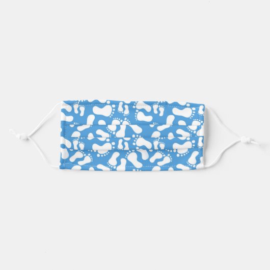 Blue & White Baby Feet Face Mask (Front, Folded)