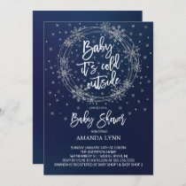 Blue & White Baby It's Cold Outside Baby Shower Invitation